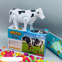 Battery Operated Funny Walking Musical Milk Cow Toy For Kids - Black & White