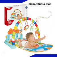 Huanger 3 in 1 Newborn Baby Play Gym, Toddler Activity Play Mat, Baby Piano Fitness Rack Matt for Infants