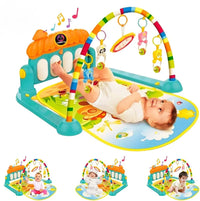 Huanger 3 in 1 Newborn Baby Play Gym, Toddler Activity Play Mat, Baby Piano Fitness Rack Matt for Infants