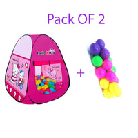 Pack Of 2 - Hello Kitty Tent House - Multicolor + Soft Plastic Balls 50 Pcs Set - Multicolour