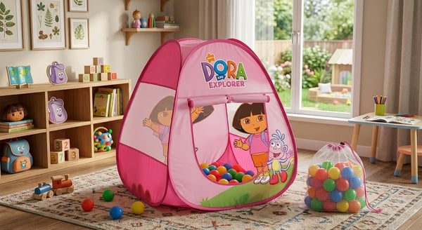 Pack Of 2 - Dora Tent House - Multicolour + Soft Plastic Balls 50 PCs