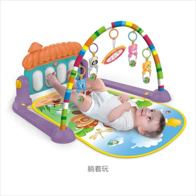 Huanger 3 in 1 Newborn Baby Play Gym, Toddler Activity Play Mat, Baby Piano Fitness Rack Matt for Infants